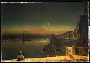 Rouen de noche desde el Pont de Pierre de John Atkinson Grimshaw