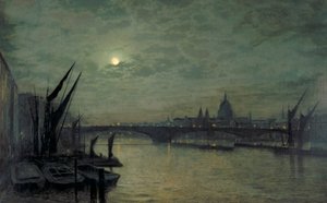 El Támesis a la luz de la luna con el Puente de Southwark, 1884 de John Atkinson Grimshaw