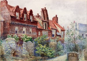 Casas en Silver Street desde el cementerio de All Saints, Newcastle upon Tyne, 1886 de John Atlantic Stephenson