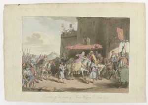 Traje del reinado del rey Enrique 3, Anno 1250, 1 de marzo de 1814 de John Augustus Atkinson