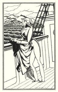 ¡Ilustración para Don Juan de Lord Byron: "Adieu, Adieu! Mi tierra natal" (litografía) de John Austen