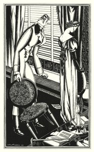 Ilustración para Don Juan de Lord Byron: Don José y su dama se pelean, ¿por qué? (litografía) de John Austen