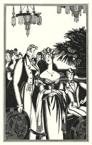 Ilustración para Don Juan de Lord Byron: Juan fue recibido en la mejor sociedad (litografía)