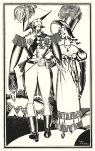 Ilustración para Don Juan de Lord Byron: Medallas, Rango, Cintas, Encaje, Bordado, Escarlata (litografía) de John Austen