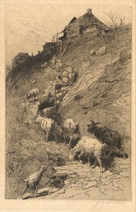 Paisaje sin título con cabras de John Austin Sands Monks