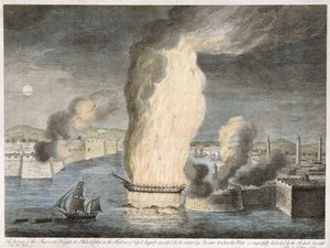 El Incendio de la Fragata Americana [sic] la Filadelfia en el Puerto de Trípoli, 1805