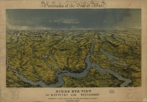 Vista aérea de Kentucky y Tennessee que muestra El Cairo y parte de los estados del sur. LOC 99447069