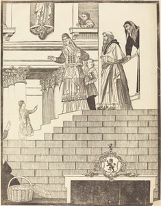 Presentación de la Virgen en el Templo [placa derecha] de John Baptist Jackson after Titian