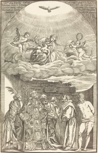 La Virgen en las nubes y seis santos de John Baptist Jackson after Titian