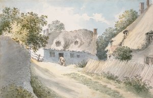 Casas en una calle de pueblo, siglo XVIII de John Baptist Malchair