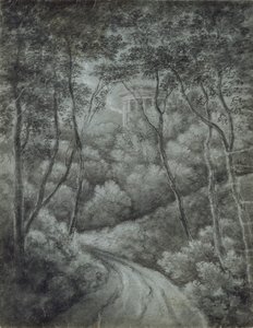 Paisaje con un camino a través de un bosque y un templo clásico, finales del siglo XVIII de John Baptist Malchair