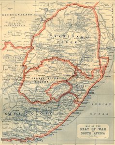 Mapa del Asiento de Guerra en Sudáfrica, 1901 de John Bartholomew