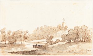 Castillo de Warwick desde el Avon de John Baverstock Knight