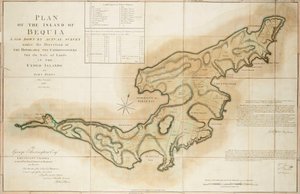 Plano de la Isla de Bequia trazado por medición real bajo la dirección de los Honorables Comisionados para la Venta de Tierras en las Islas Cedidas por John Byres Topógrafo Jefe 1776 de John Bayly