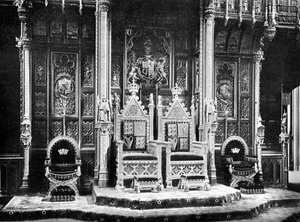 El Trono Real, Cámara de los Lores, Westminster, c. 1905 de John Benjamin Stone
