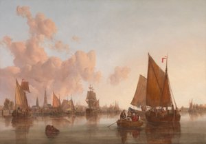 Veleros y barcazas en un estuario holandés de John Berney Crome