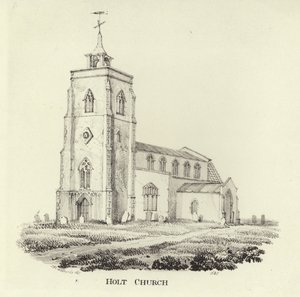 La iglesia de San Andrés en el pueblo de Holt de John Berney Ladbrooke