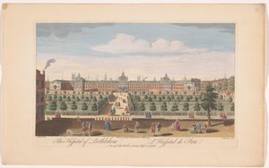 Vista del Hospital Real de Bethlem en Londres El Hospital de Belén (título sobre objeto) de John Bowles