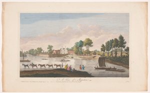 Vista del pueblo de Shepperton Una vista de Shepperton (título sobre el objeto) de John Boydell
