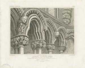 Interior de la Catedral de Lichfield - Arcos en la Sala Capitular: grabado, s.f. [c. 1819]