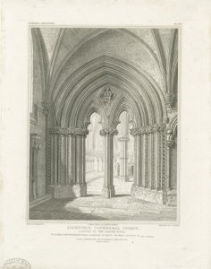 Interior de la Catedral de Lichfield - Puerta de la Sala Capitular: grabado, nd [c 1819] de John Britton