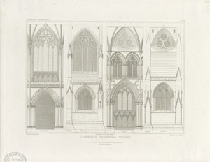 Interior de la Catedral de Lichfield - Nave y Coro de John Britton