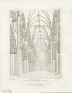 Interior de la Catedral de Lichfield - Nave de John Britton