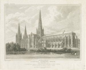 Catedral de Lichfield - Vista sureste (grabado) de John Britton
