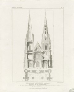 Catedral de Lichfield - Fachada Oeste: grabado, nd [c 1819]
