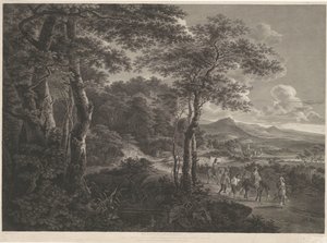 Paisaje con salteadores de caminos capturados Banditti Prisoners (título sobre el objeto) de John Browne