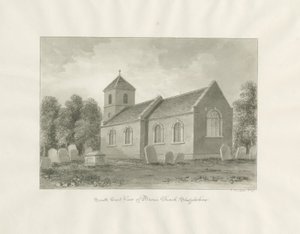 Iglesia de Broom (ahora Worcestershire): dibujo en sepia de John Buckler