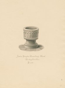 Buckinghamshire - Iglesia de Drayton Beauchamp: dibujo en sepia, 1838 de John Buckler