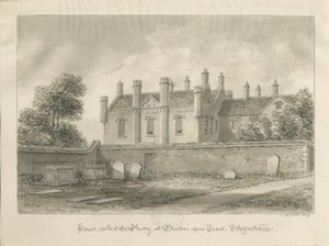 Burton-upon-Trent - Casa Priorato: dibujo en sepia de John Buckler
