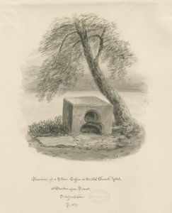 Burton-upon-Trent - Ataúd de piedra en el antiguo cementerio de la iglesia de John Buckler