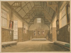 Cambridgeshire - Salón del Trinity College - Vista interior, 1818 de John Buckler