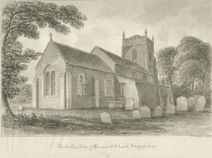 Iglesia de Caverswall: dibujo en sepia