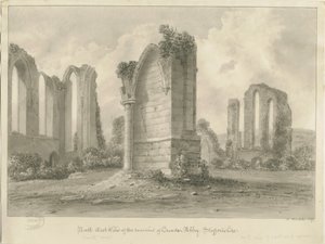 Croxden Abbey: dibujo en sepia de John Buckler