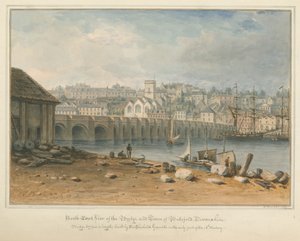 Devonshire - Bideford - Puente y ciudad, 1827 de John Buckler