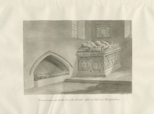Iglesia de Enville - Monumento: dibujo en sepia de John Buckler