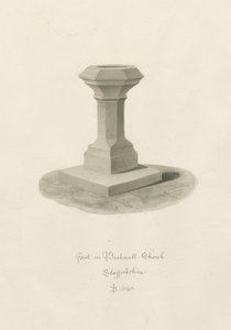 Pila bautismal en la Iglesia de Bucknall de John Buckler