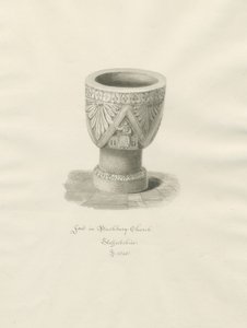 Pila bautismal en la Iglesia de Bushbury de John Buckler