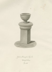 Pila bautismal en la iglesia de Edingale: dibujo en sepia de John Buckler