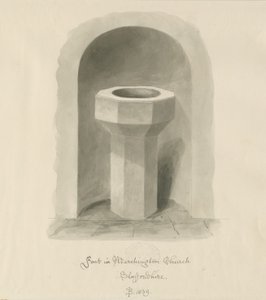 Pila Bautismal en la Iglesia de Marchington de John Buckler