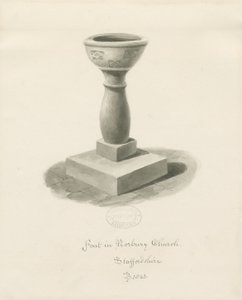 Fuente en la Iglesia de Norbury: dibujo en sepia