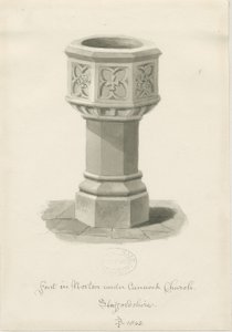 Pila bautismal en la Iglesia de Norton Canes de John Buckler