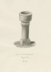 Fuente en la Iglesia de Onecote: dibujo a tinta sepia, 1847