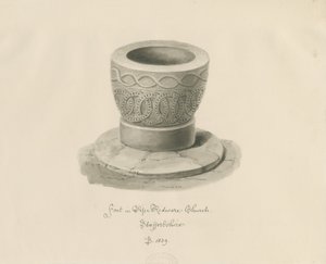 Pila bautismal en la Iglesia de Pipe Ridware de John Buckler