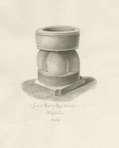 Pila bautismal en la Iglesia de Rowley Regis de John Buckler