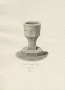 Pila bautismal en la Capilla de Statfold: dibujo en sepia, 1848