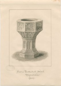 Fuente en la Iglesia de Tettenhall: dibujo en sepia de John Buckler